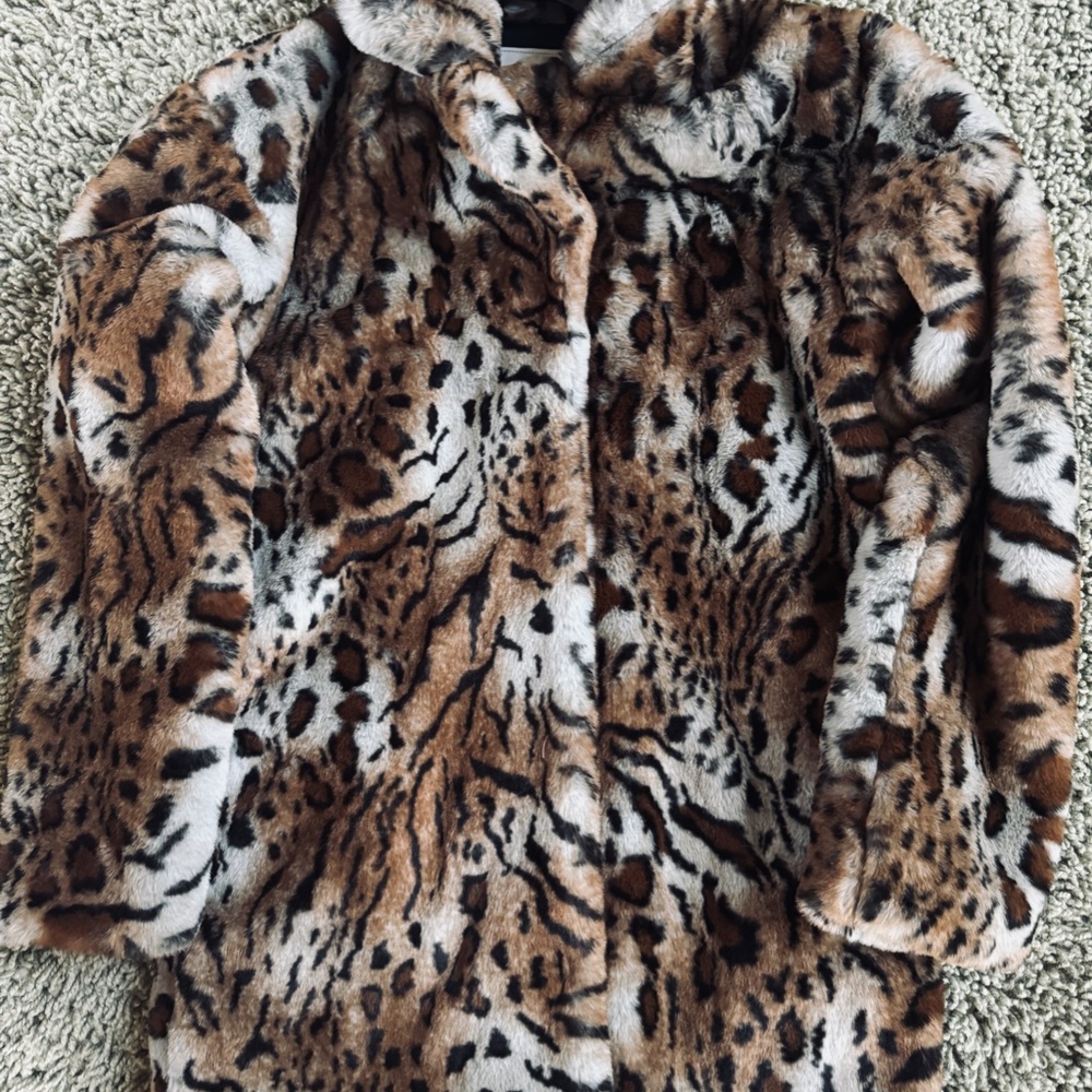 Girls Faux Fur Coat, Size:12 (152) , Color:leopard - Picture 3 of 5